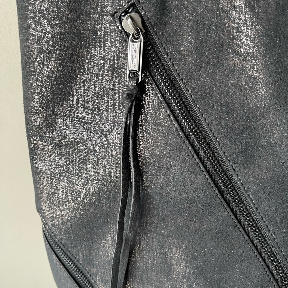 Joe's Jeans Black/Silver metallic Threads Fabric Tote Shoulder Bag purse - Picture 4 of 11